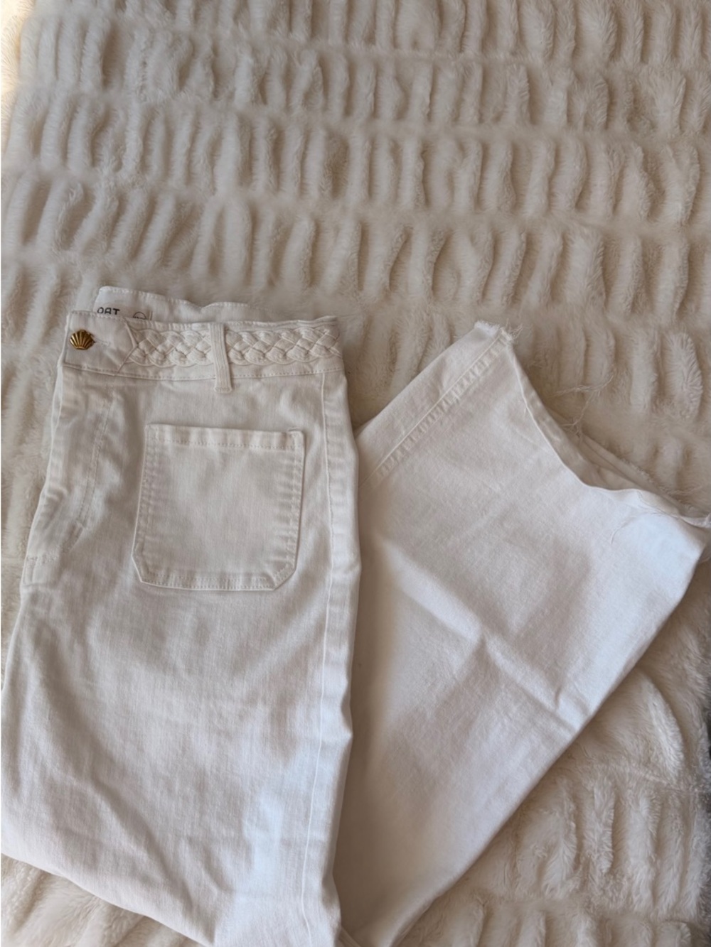 Oat New York White Straight-Leg Jeans with Braided Waistband